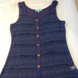 Dark blue tank top with wood buttons from The Arte by Zenana.
